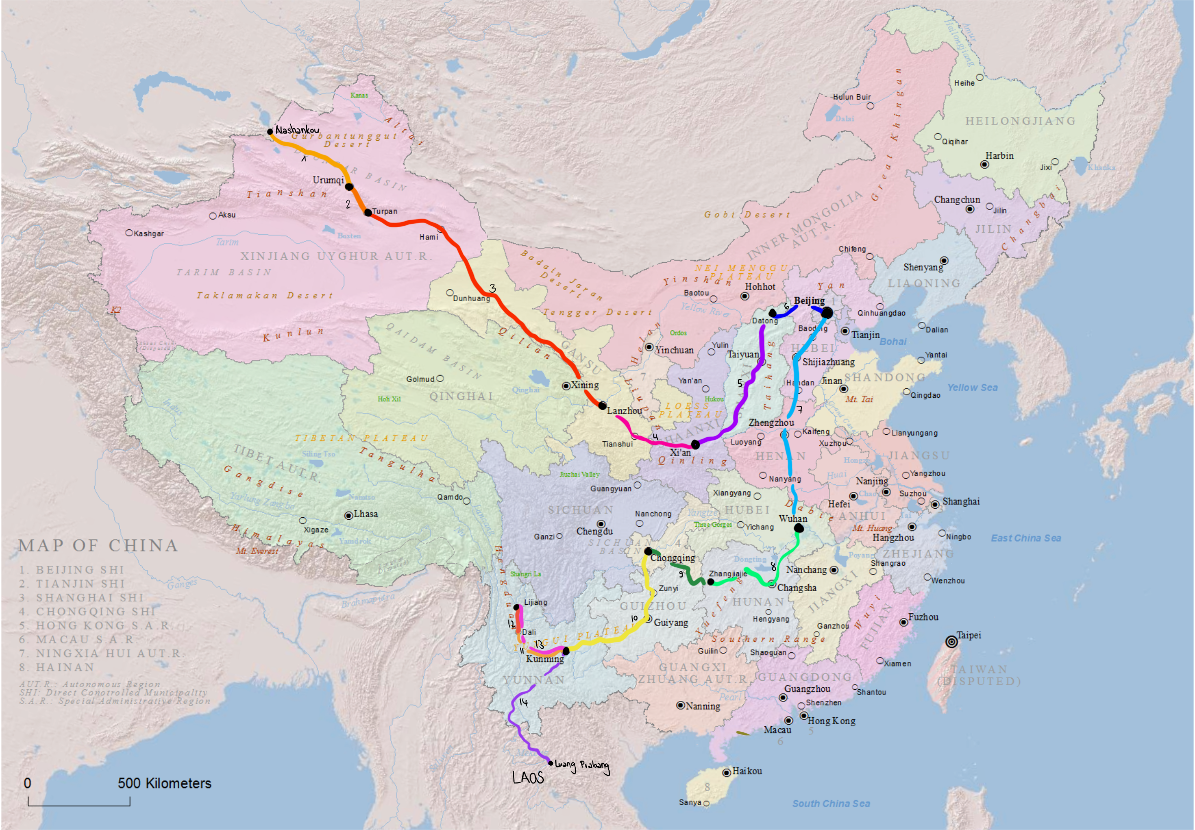 Reiseroute China – Teil 1
